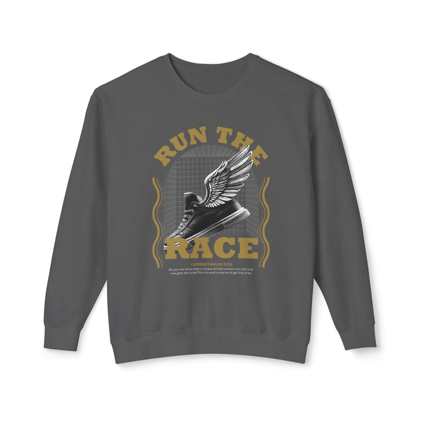 "Run The Race" Unisex Lightweight Crewneck Sweatshirt - The Shield of Light