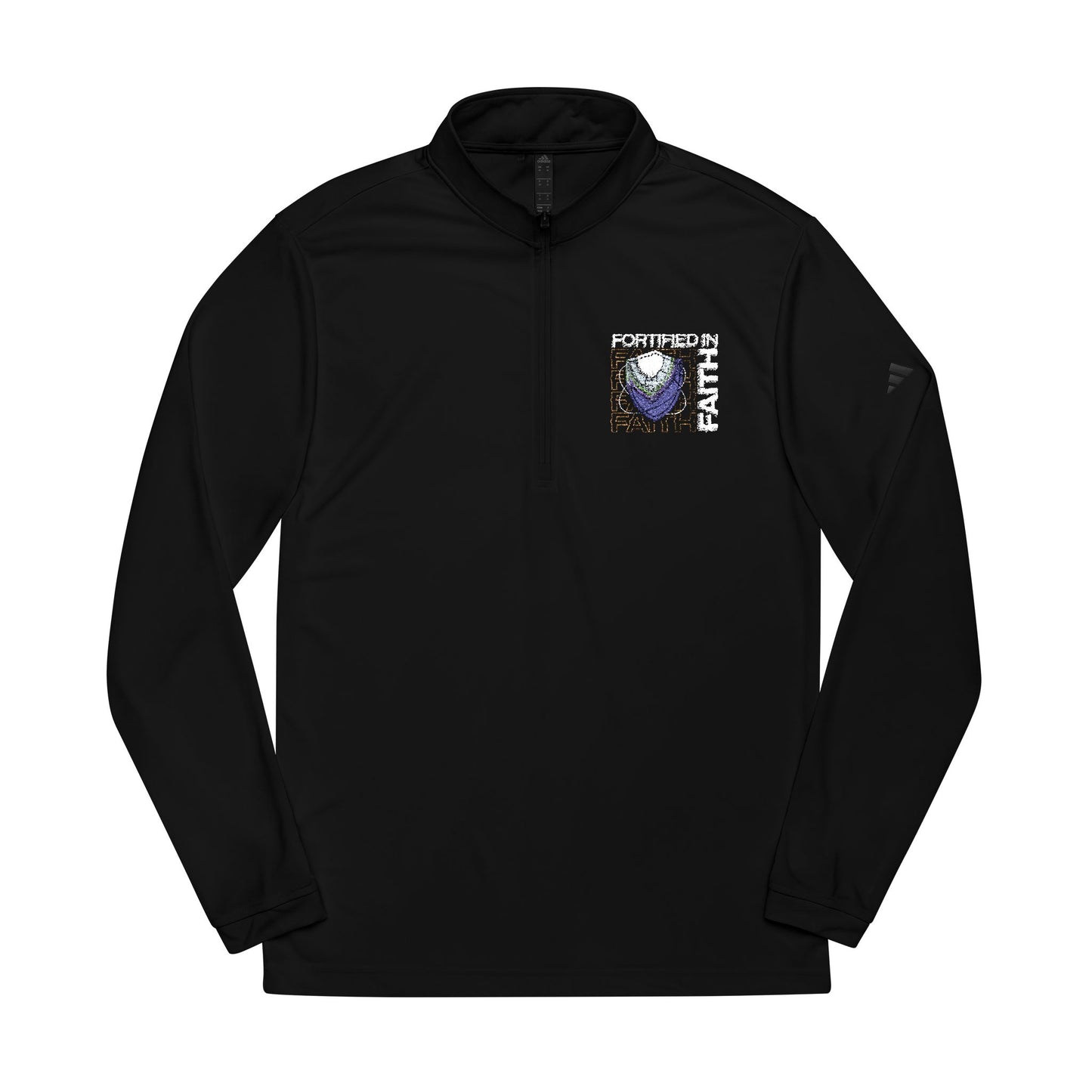 "Fortified In Faith " adidas® Quarter-Zip Pullover - The Shield of Light