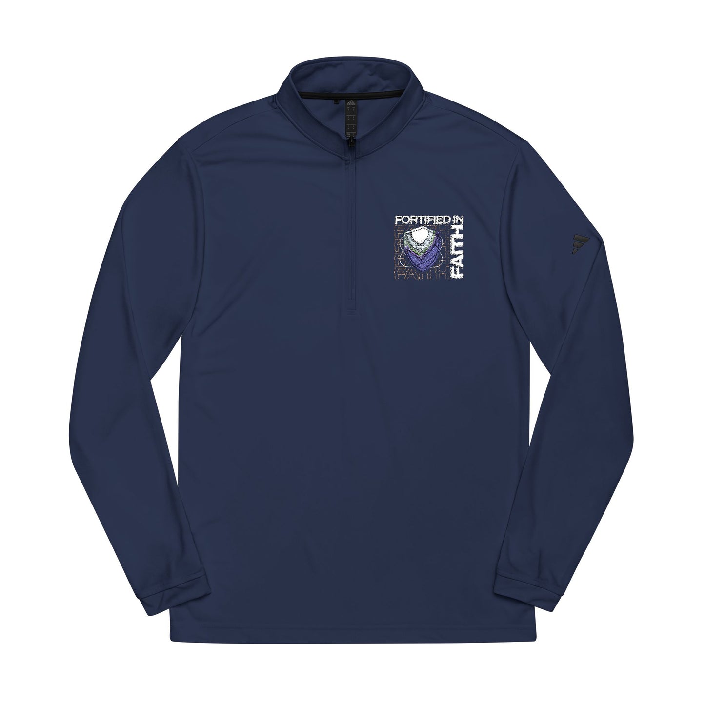 "Fortified In Faith " adidas® Quarter-Zip Pullover - The Shield of Light