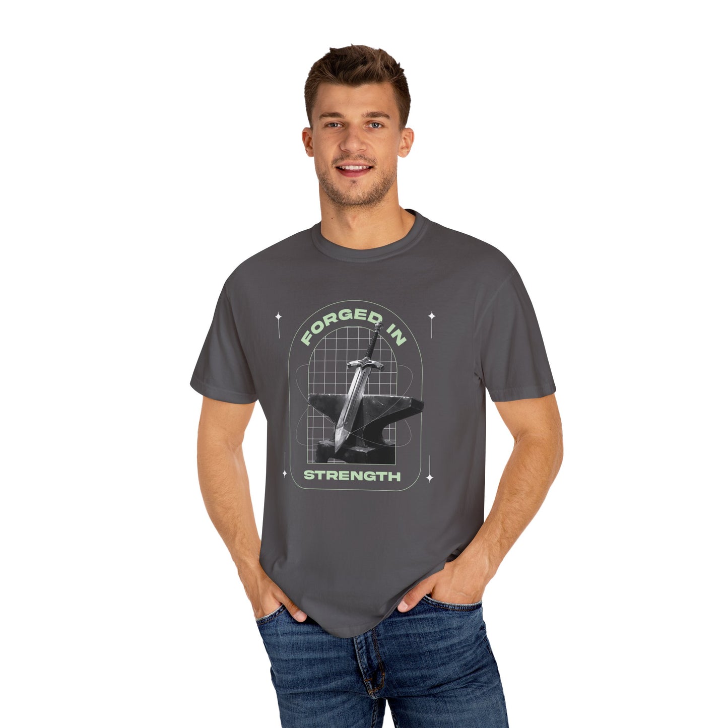 "Forged In Strength" Unisex Garment-Dyed T-Shirt - The Shield of Light