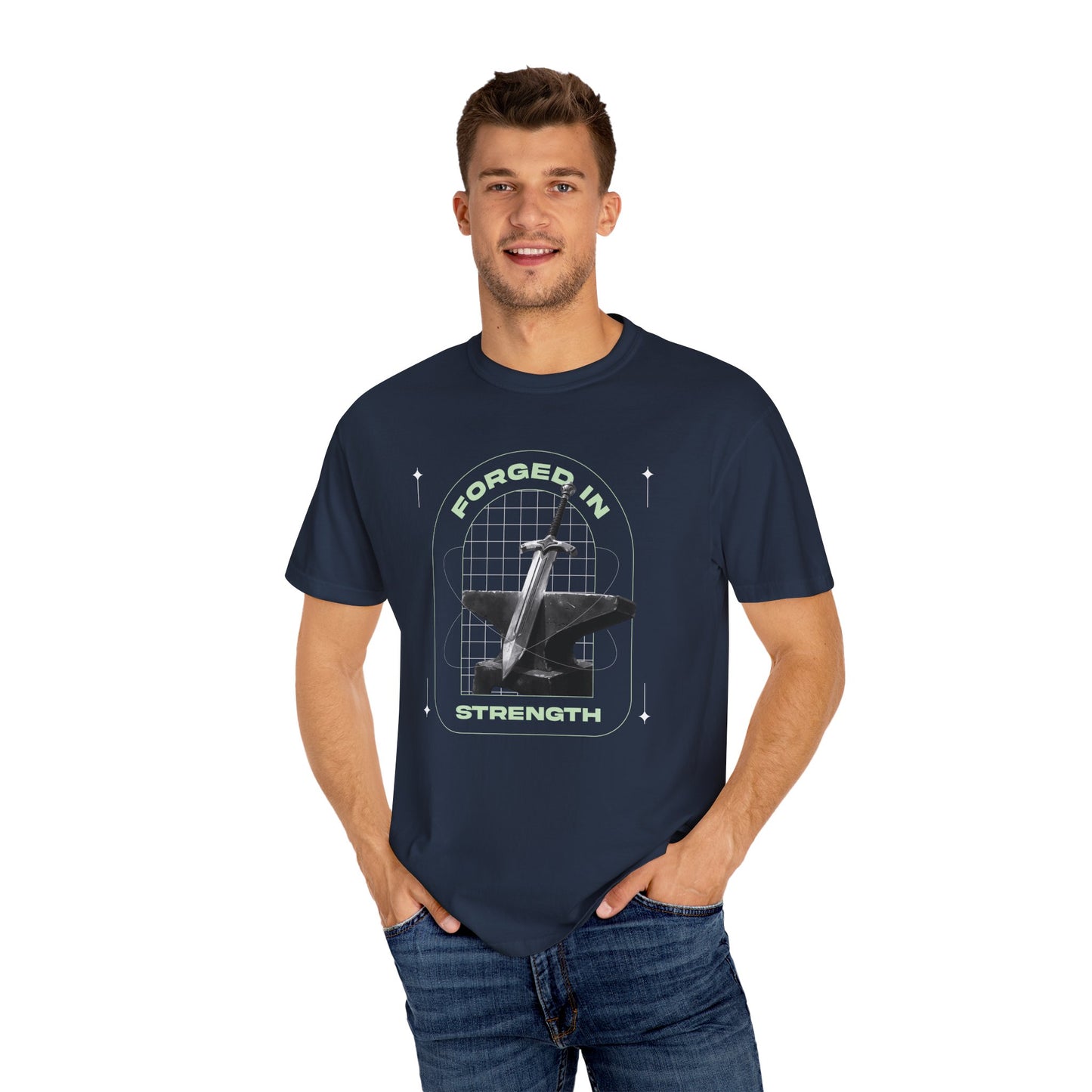 "Forged In Strength" Unisex Garment-Dyed T-Shirt - The Shield of Light