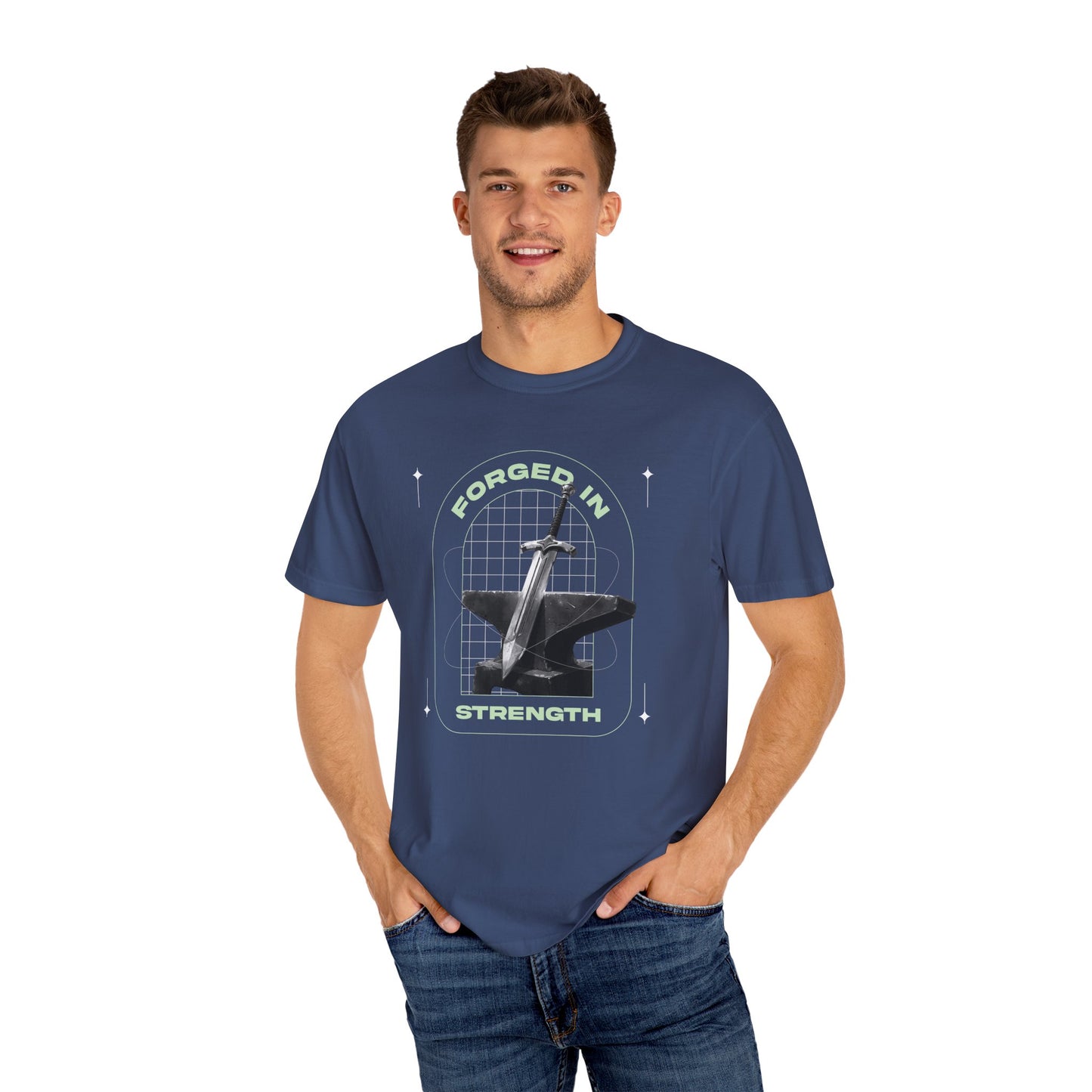"Forged In Strength" Unisex Garment-Dyed T-Shirt - The Shield of Light