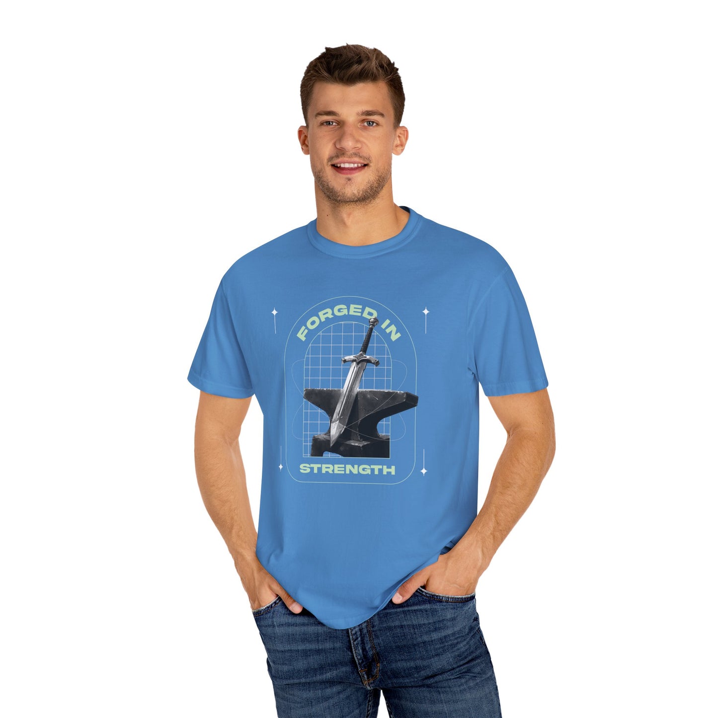 "Forged In Strength" Unisex Garment-Dyed T-Shirt - The Shield of Light