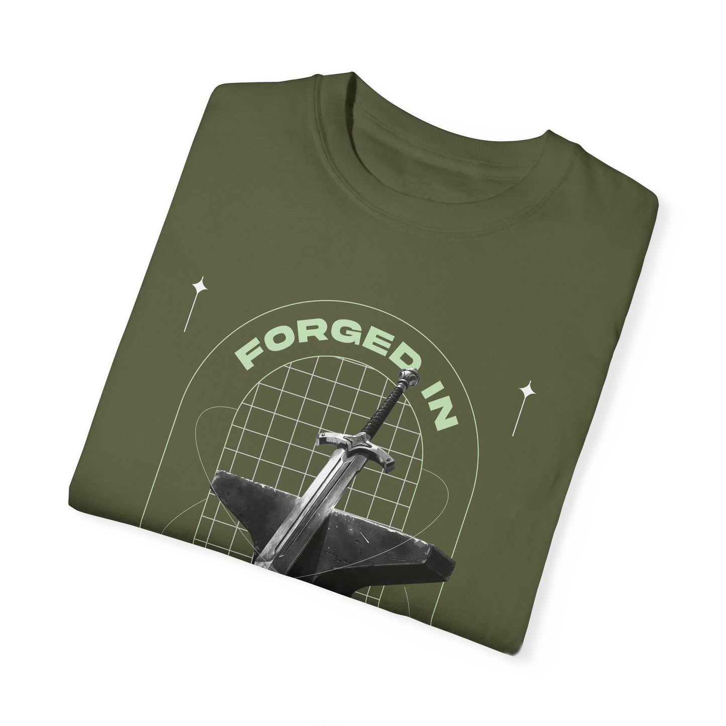 "Forged In Strength" Unisex Garment-Dyed T-Shirt - The Shield of Light