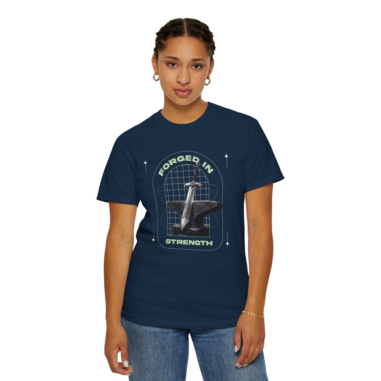 "Forged In Strength" Unisex Garment-Dyed T-Shirt - The Shield of Light