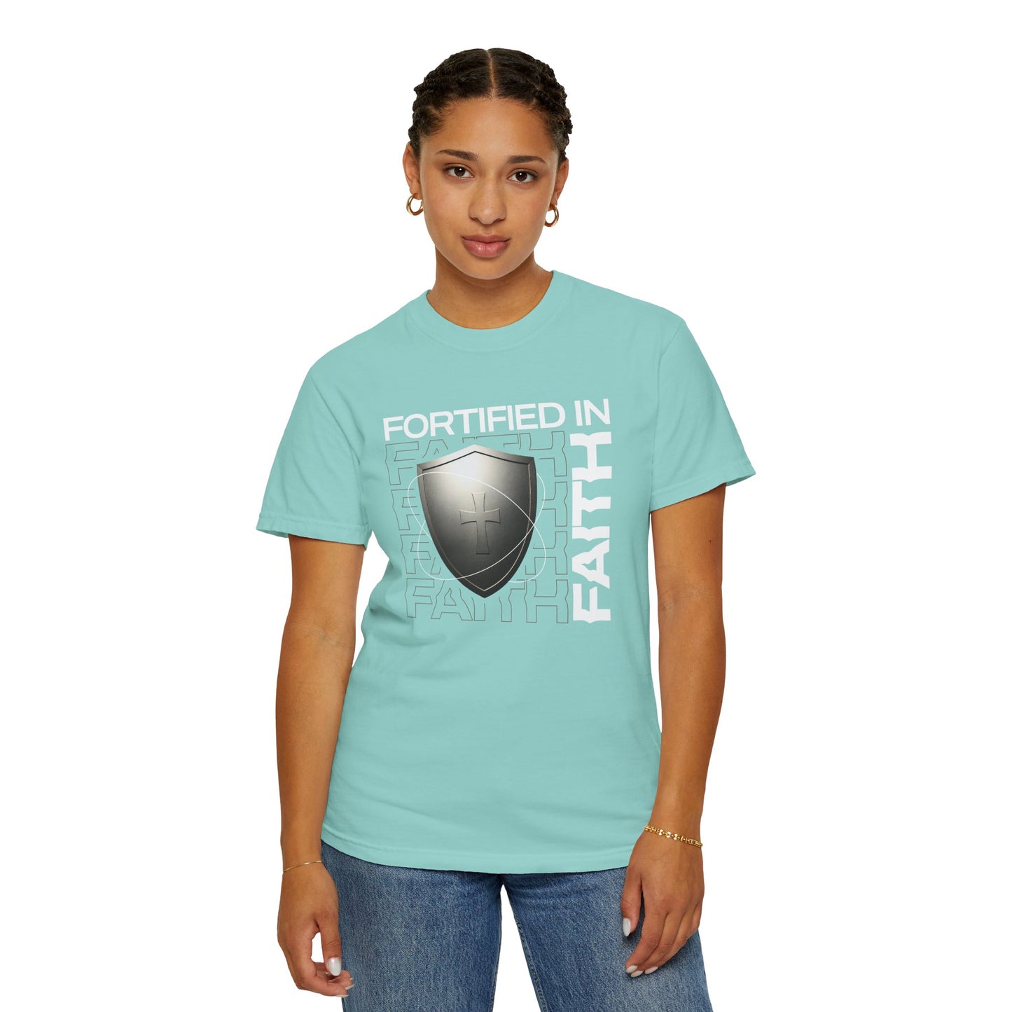 "Fortified In Faith " Unisex Garment-Dyed T-Shirt - The Shield of Light