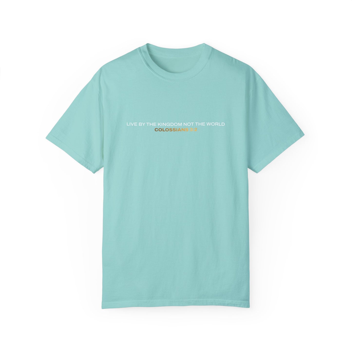 "Live By the Kingdom Not the World Colossians 3:2" Unisex Garment-Dyed T-Shirt - The Shield of Light