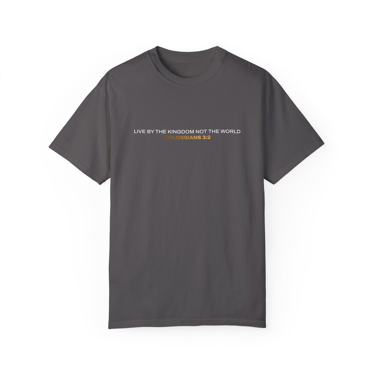 "Live By the Kingdom Not the World Colossians 3:2" Unisex Garment-Dyed T-Shirt - The Shield of Light