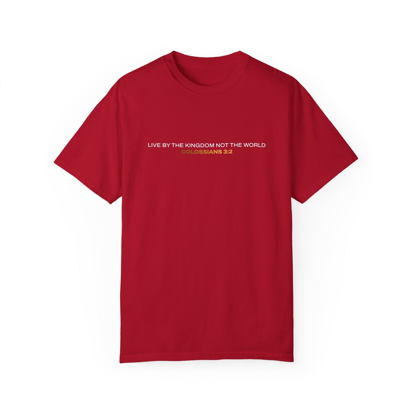 "Live By the Kingdom Not the World Colossians 3:2" Unisex Garment-Dyed T-Shirt - The Shield of Light