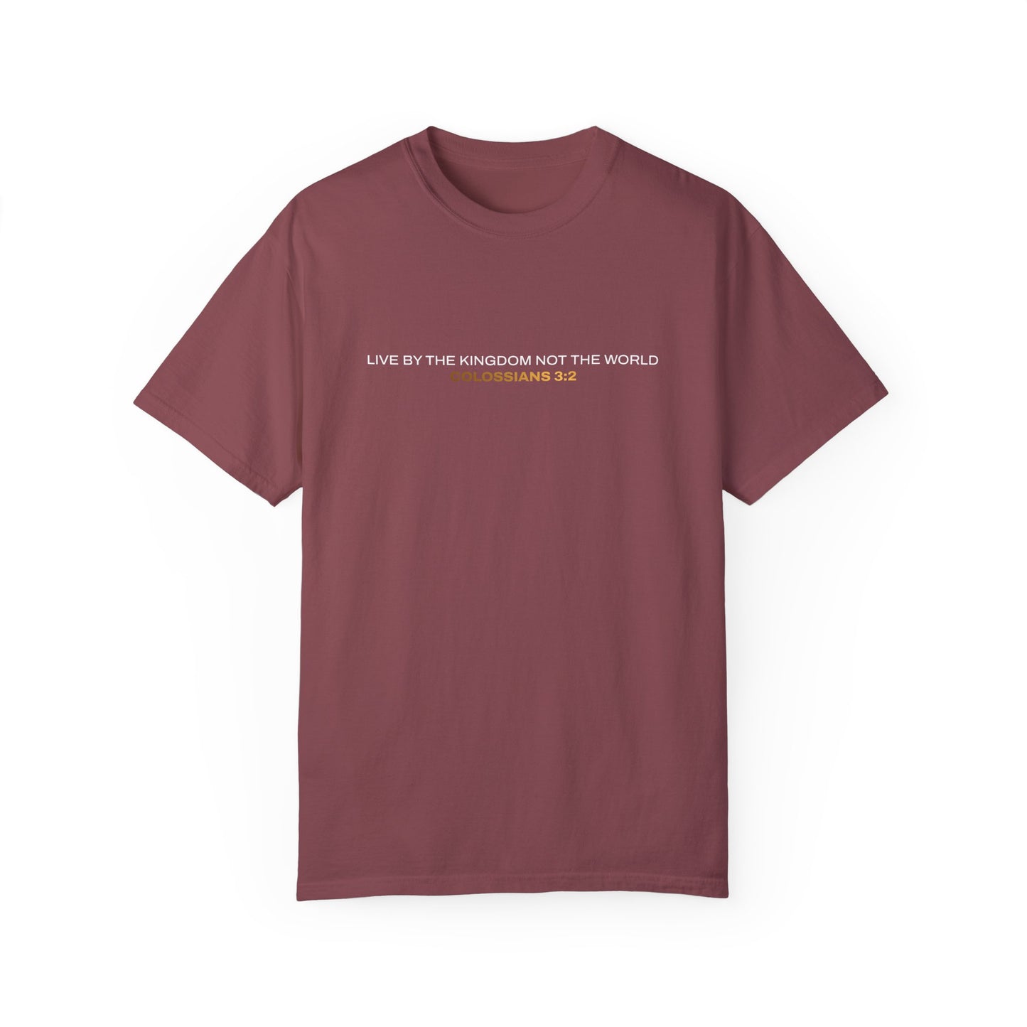 "Live By the Kingdom Not the World Colossians 3:2" Unisex Garment-Dyed T-Shirt - The Shield of Light