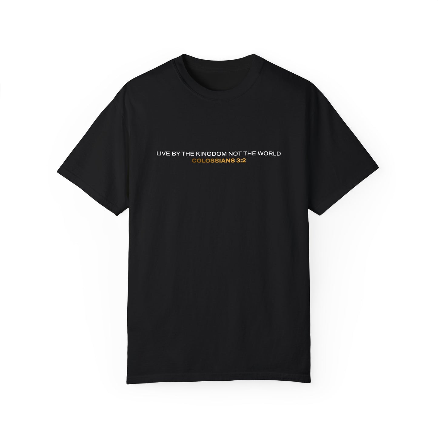 "Live By the Kingdom Not the World Colossians 3:2" Unisex Garment-Dyed T-Shirt - The Shield of Light