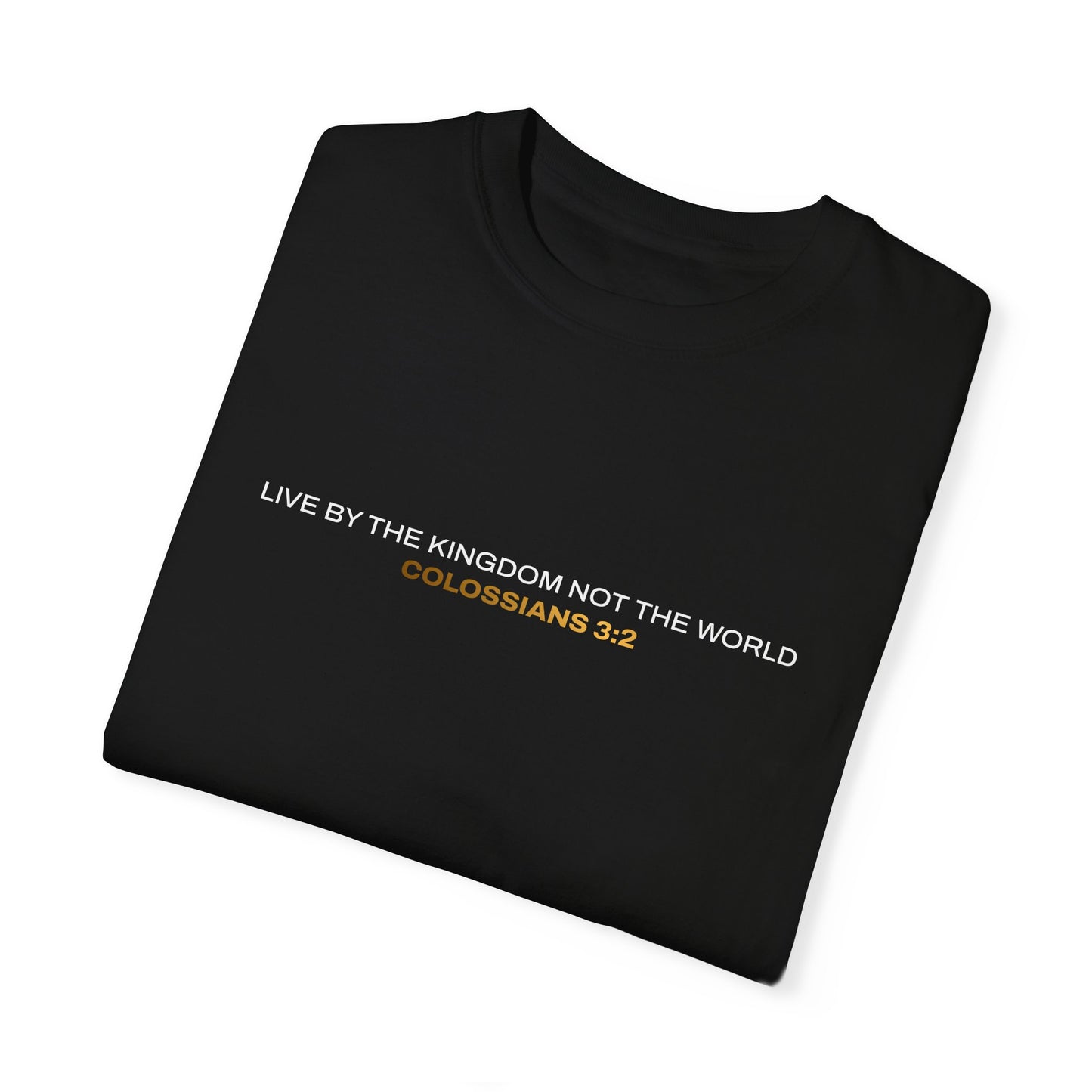 "Live By the Kingdom Not the World Colossians 3:2" Unisex Garment-Dyed T-Shirt - The Shield of Light