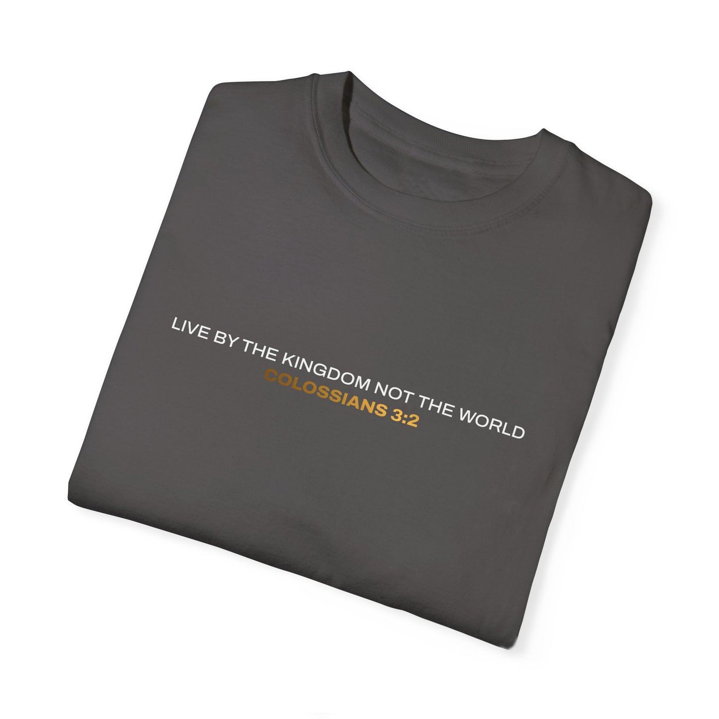 "Live By the Kingdom Not the World Colossians 3:2" Unisex Garment-Dyed T-Shirt - The Shield of Light