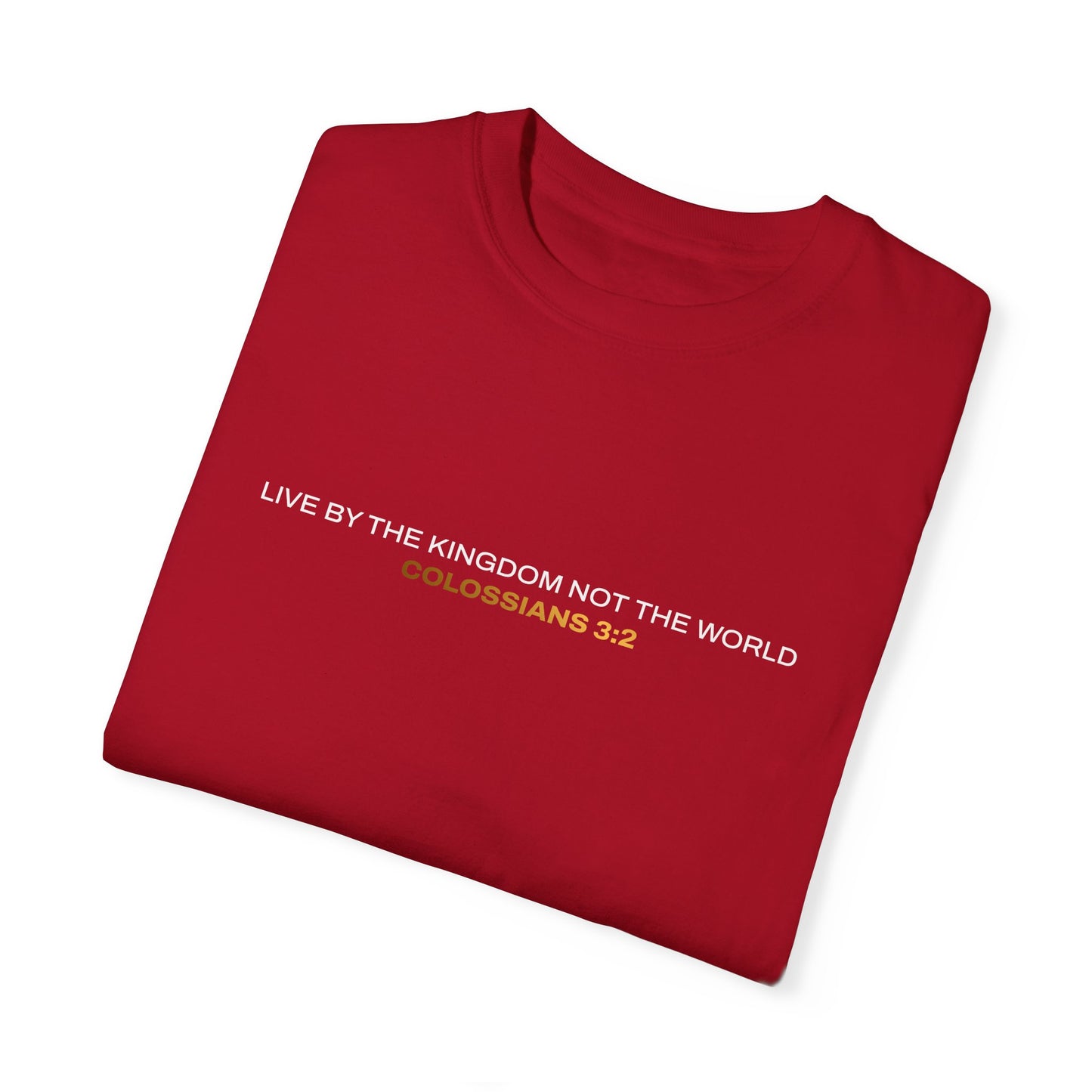 "Live By the Kingdom Not the World Colossians 3:2" Unisex Garment-Dyed T-Shirt - The Shield of Light