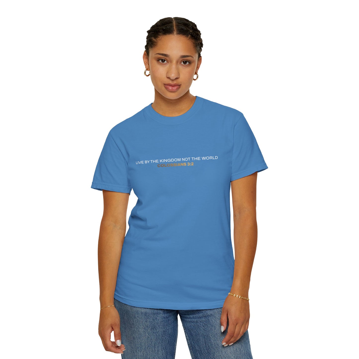 "Live By the Kingdom Not the World Colossians 3:2" Unisex Garment-Dyed T-Shirt - The Shield of Light