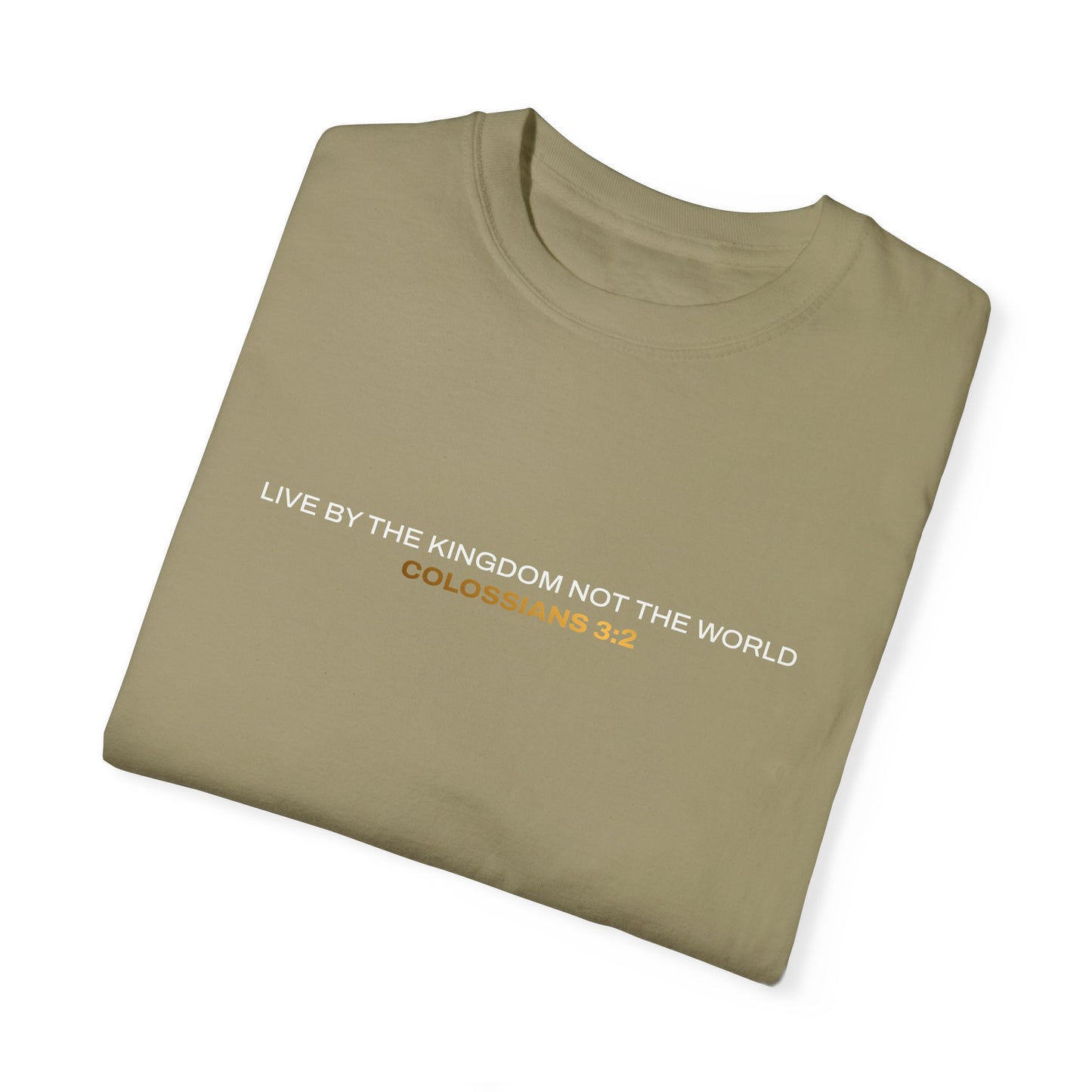"Live By the Kingdom Not the World Colossians 3:2" Unisex Garment-Dyed T-Shirt - The Shield of Light
