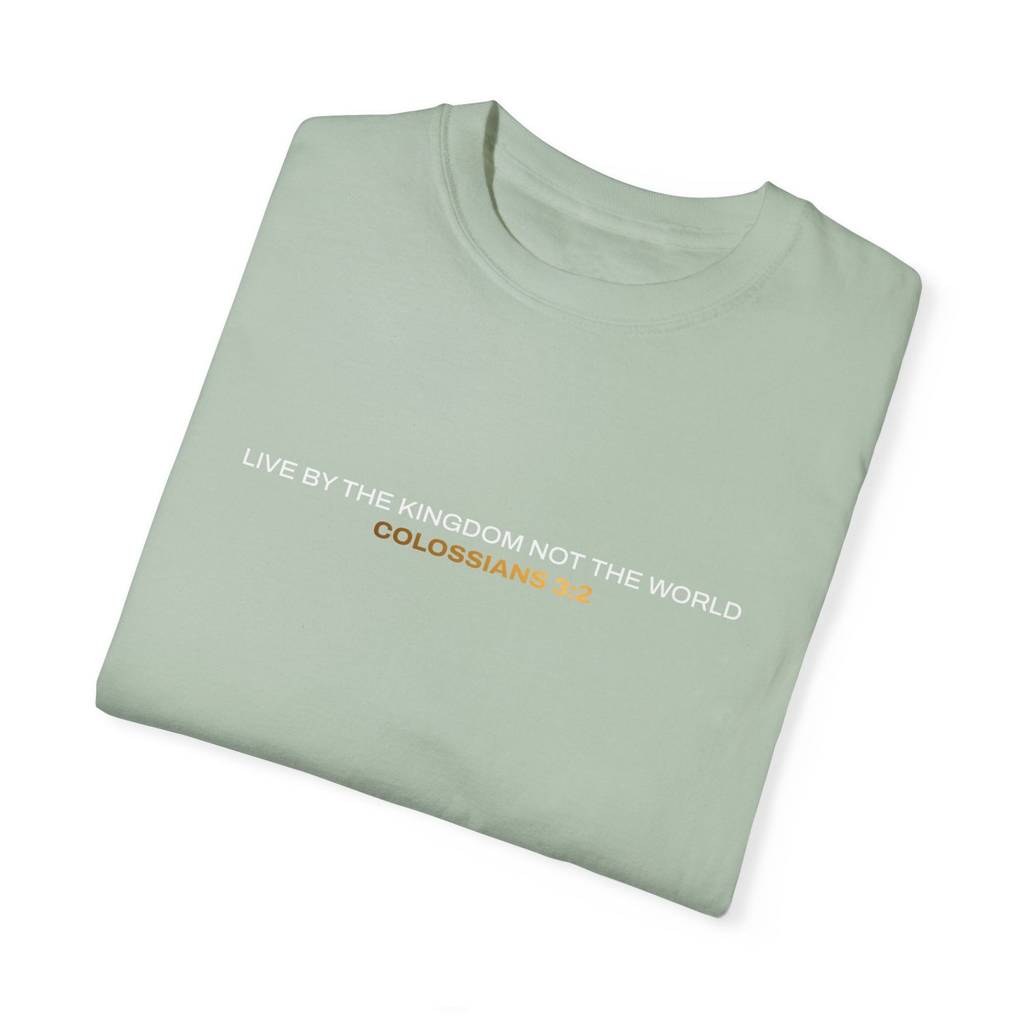 "Live By the Kingdom Not the World Colossians 3:2" Unisex Garment-Dyed T-Shirt - The Shield of Light