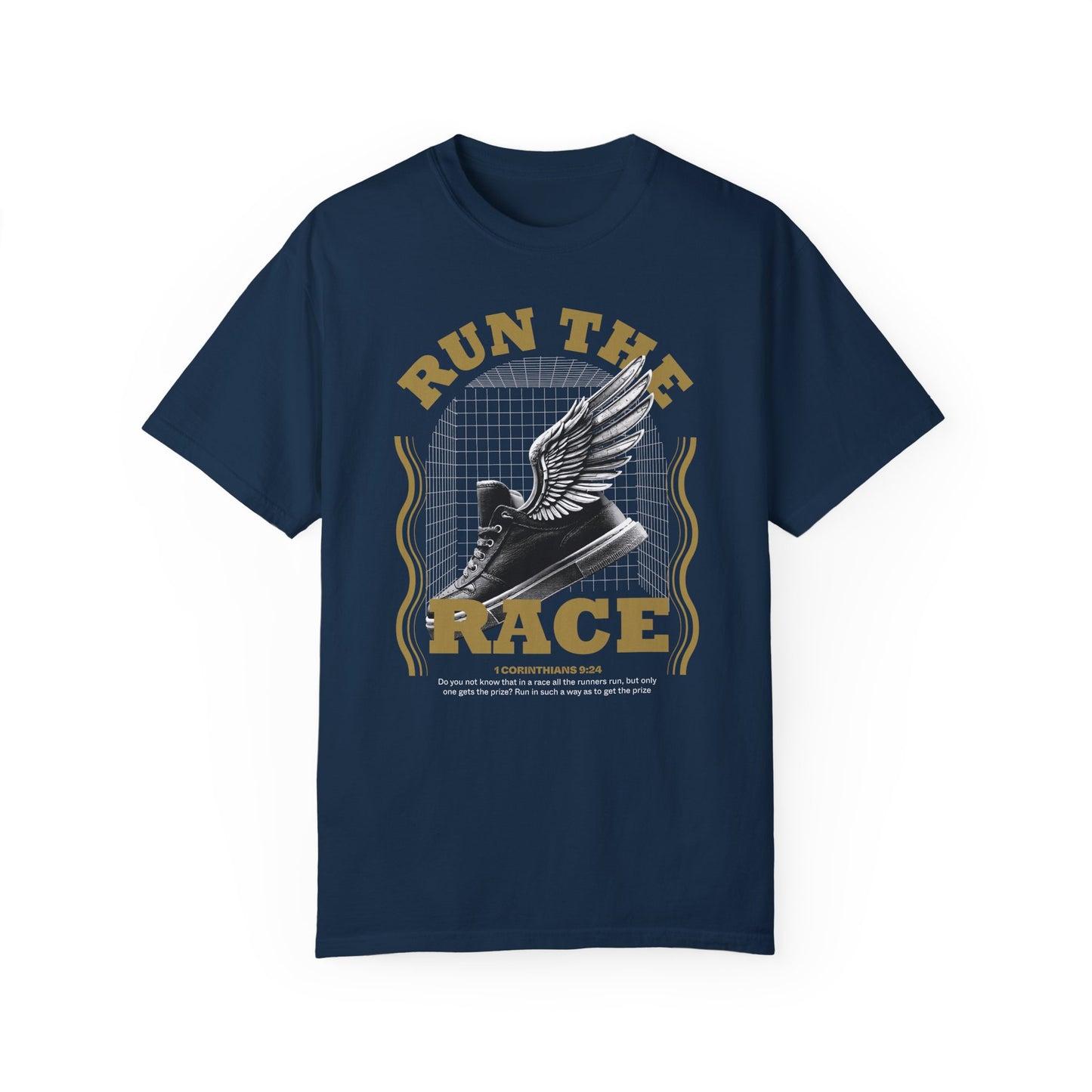 "Run The Race" Unisex Garment-Dyed T-Shirt - The Shield of Light