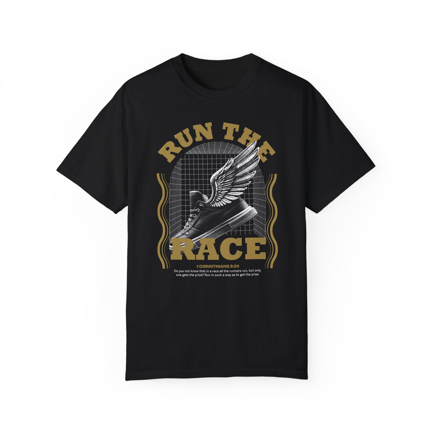 "Run The Race" Unisex Garment-Dyed T-Shirt - The Shield of Light