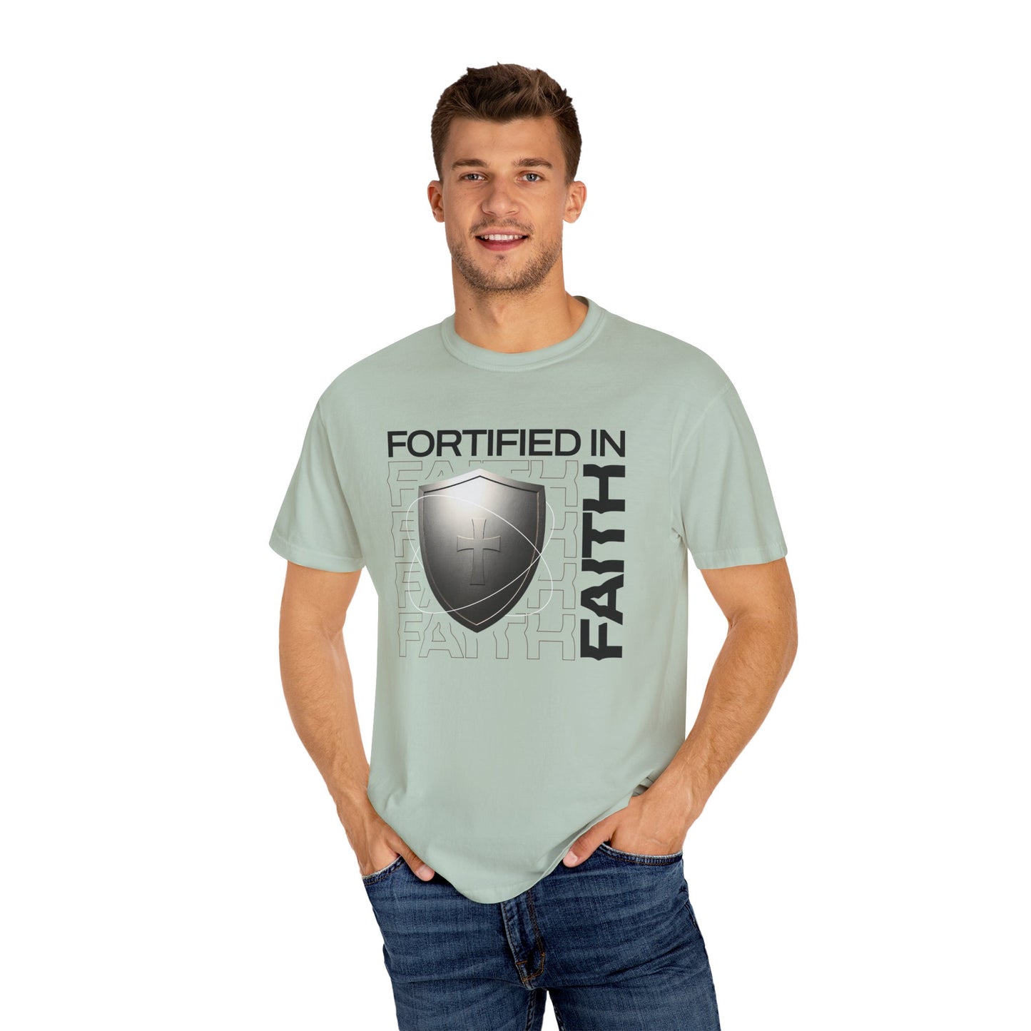 "Fortified In Faith " Unisex Garment-Dyed T-Shirt - The Shield of Light
