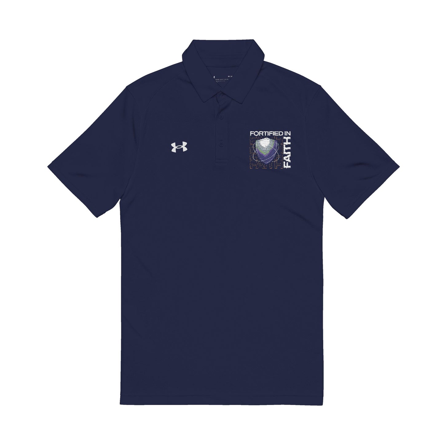 "Fortified In Faith " Under Armour® Men's Polo Shirt - The Shield of Light