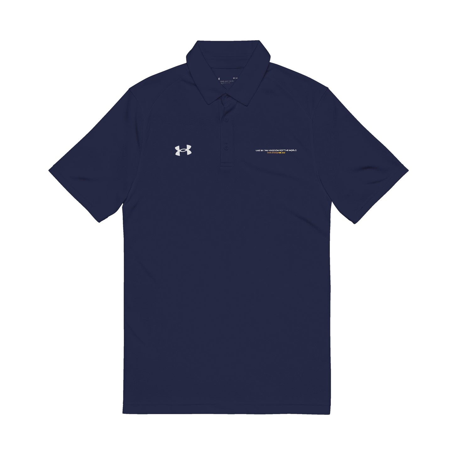 "Live By the Kingdom Not the World Colossians 3:2" Under Armour® Men's Polo Shirt - The Shield of Light