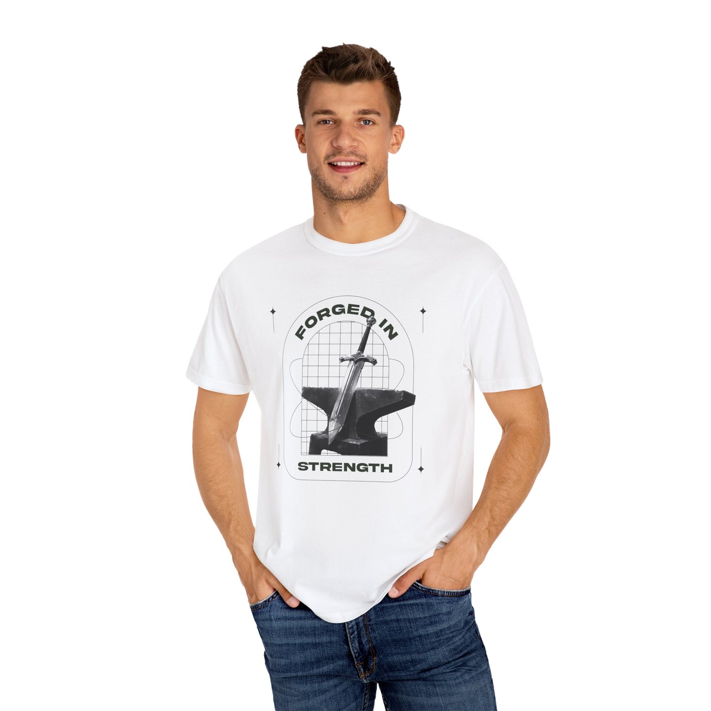 "Forged In Strength" Unisex Garment-Dyed T-Shirt - The Shield of Light