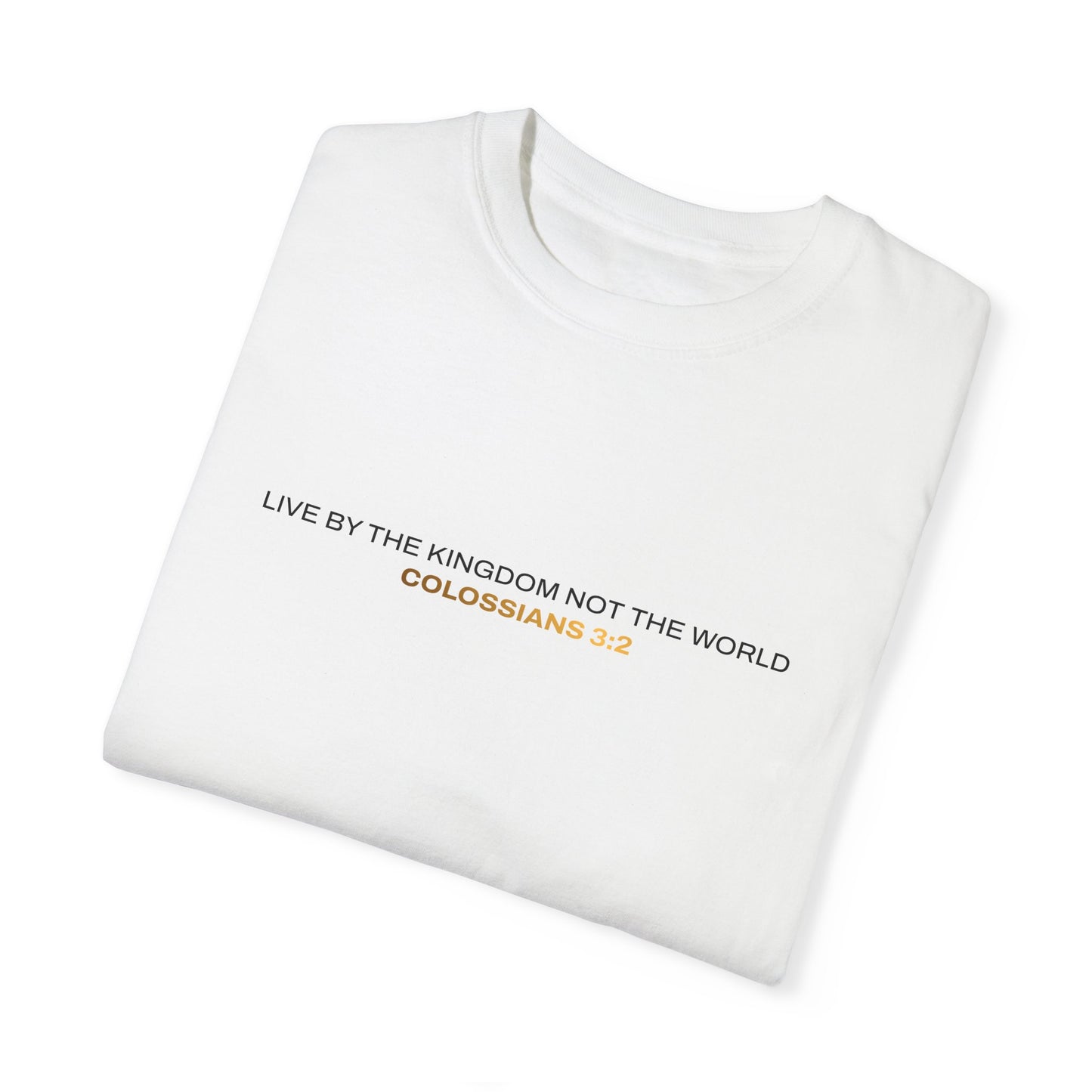 "Live By the Kingdom Not the World Colossians 3:2" Unisex Garment-Dyed T-Shirt - The Shield of Light