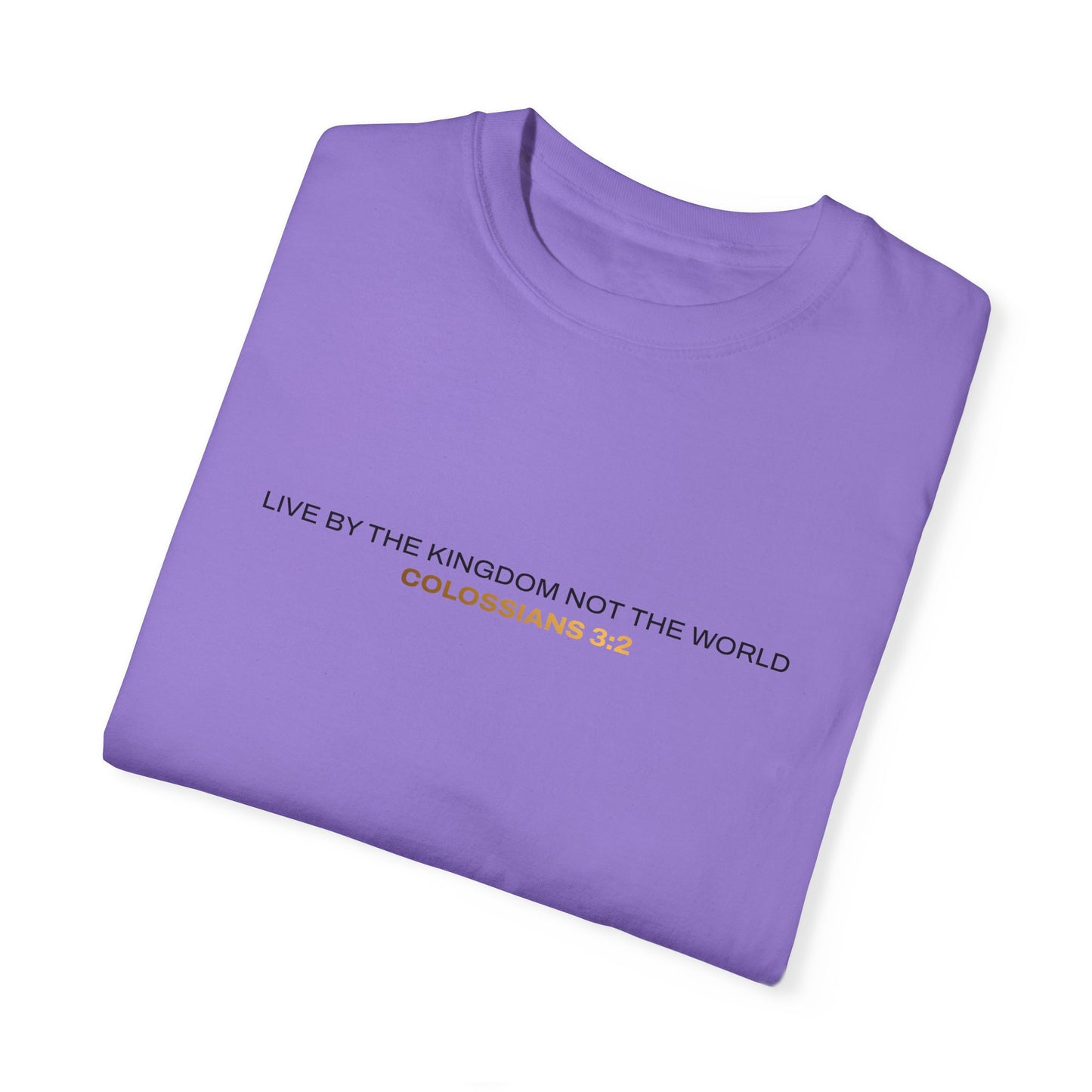 "Live By the Kingdom Not the World Colossians 3:2" Unisex Garment-Dyed T-Shirt - The Shield of Light