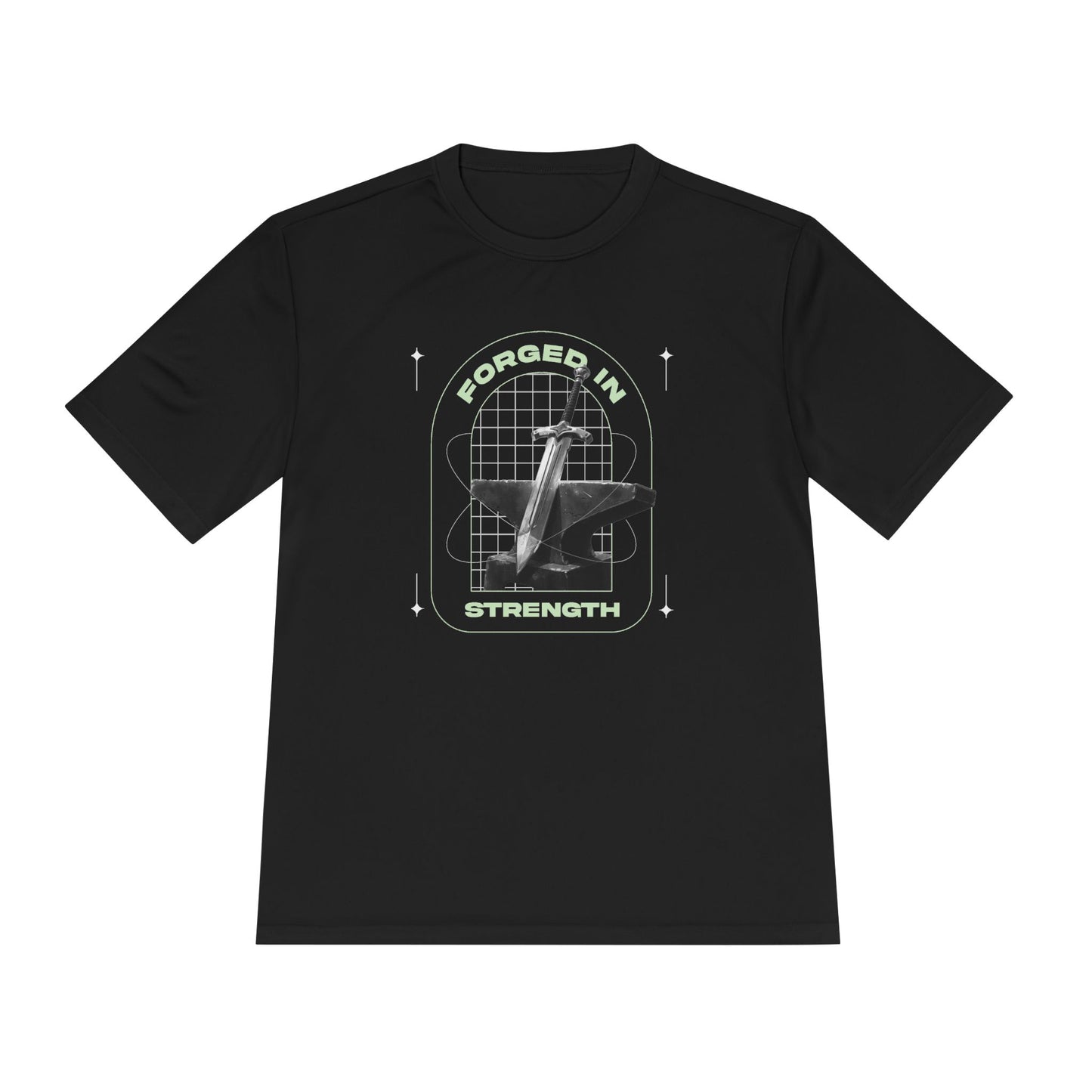 Forged In Strength" Unisex Moisture Wicking Tee - The Shield of Light