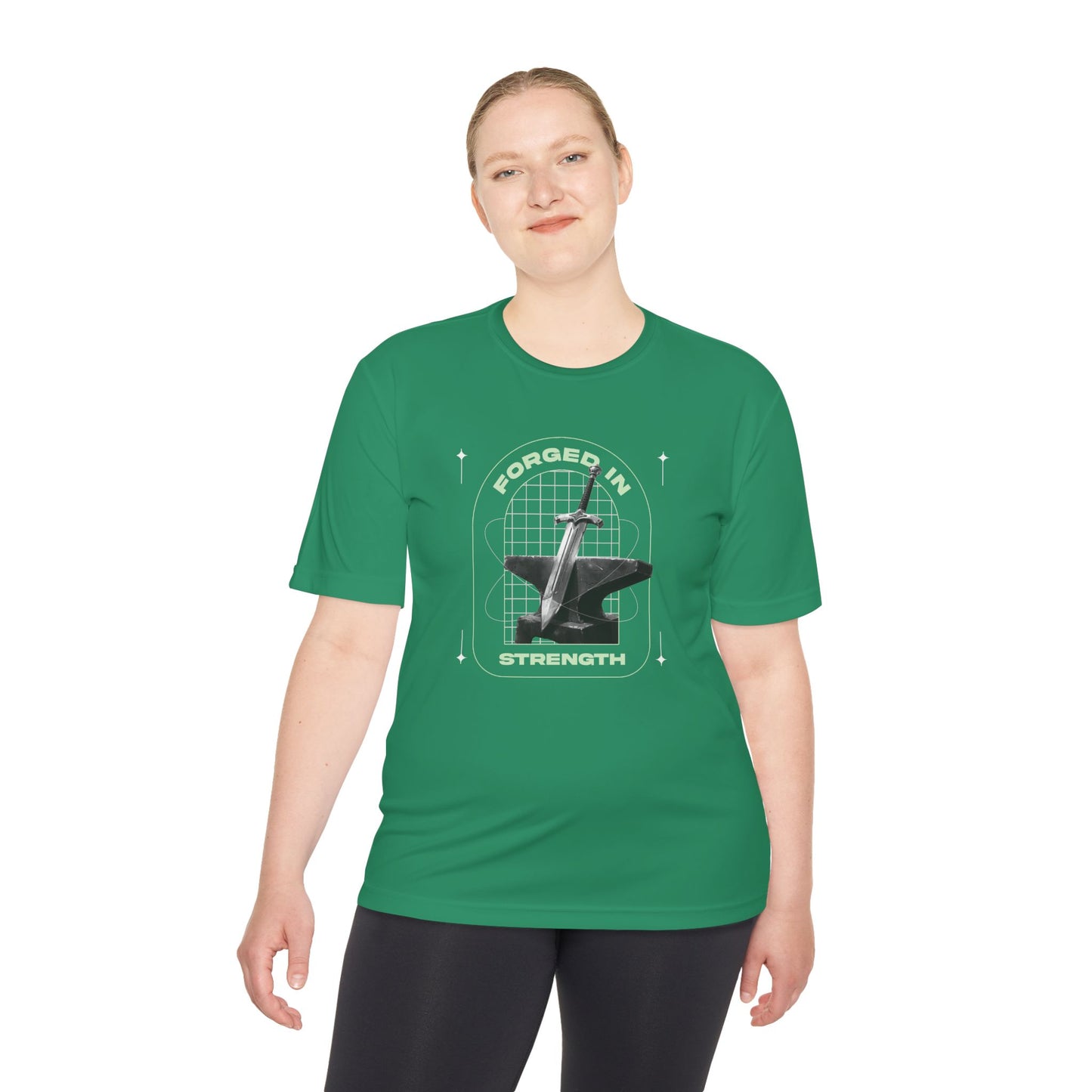 Forged In Strength" Unisex Moisture Wicking Tee - The Shield of Light