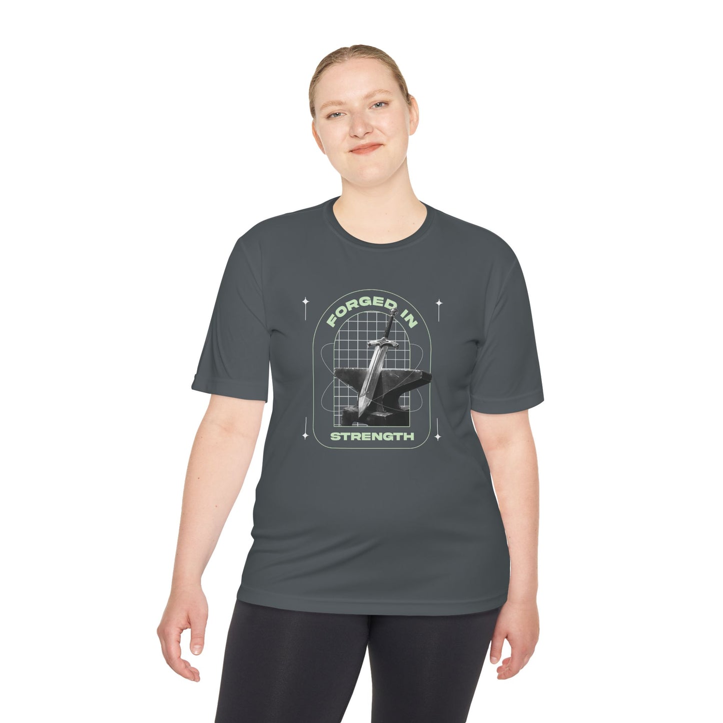 Forged In Strength" Unisex Moisture Wicking Tee - The Shield of Light