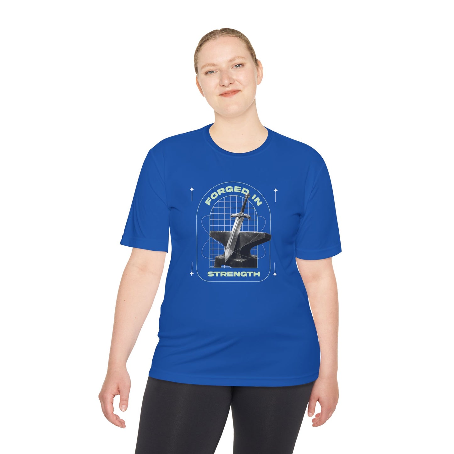 Forged In Strength" Unisex Moisture Wicking Tee - The Shield of Light