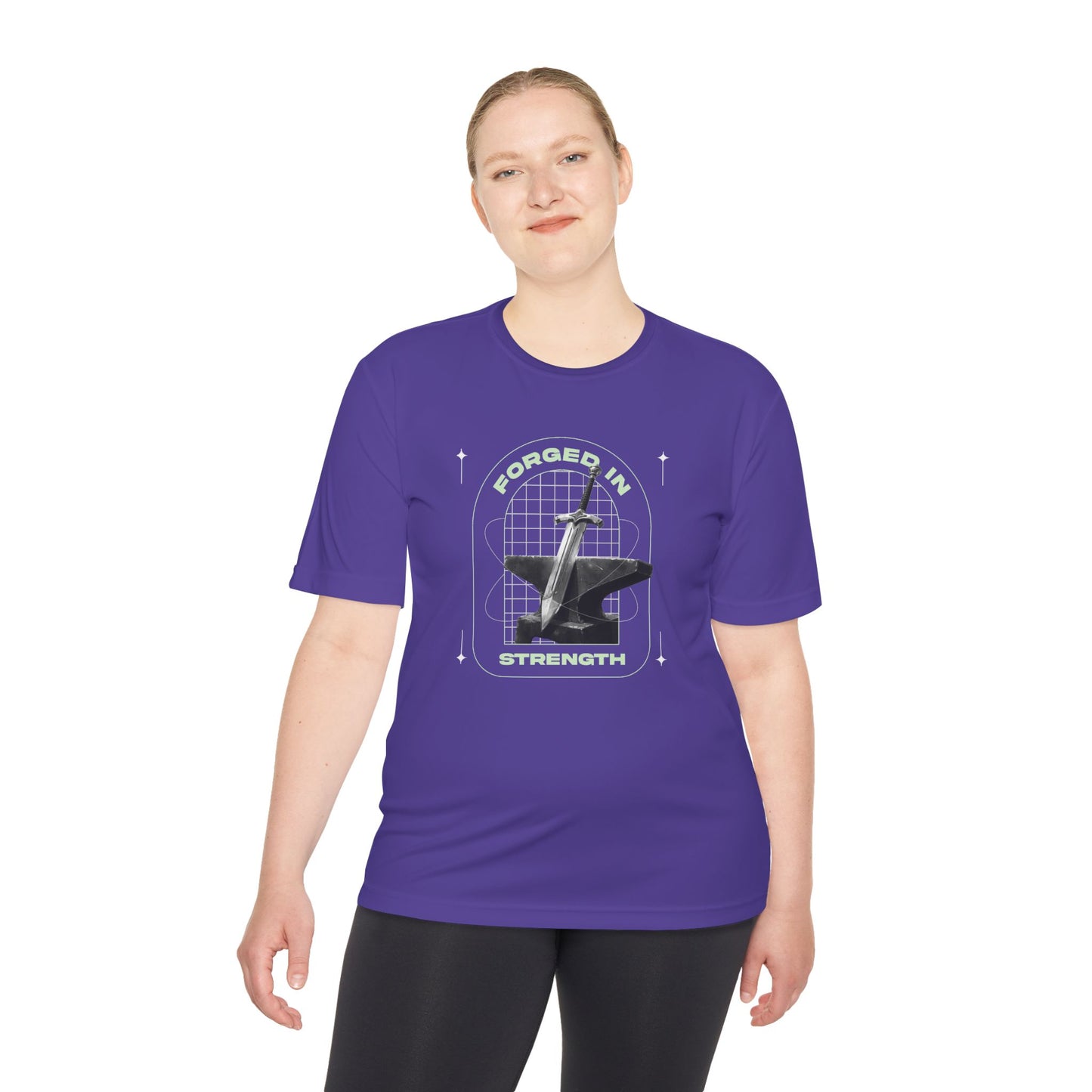 Forged In Strength" Unisex Moisture Wicking Tee - The Shield of Light