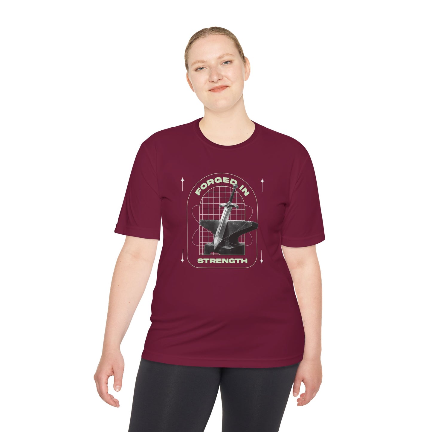 Forged In Strength" Unisex Moisture Wicking Tee - The Shield of Light