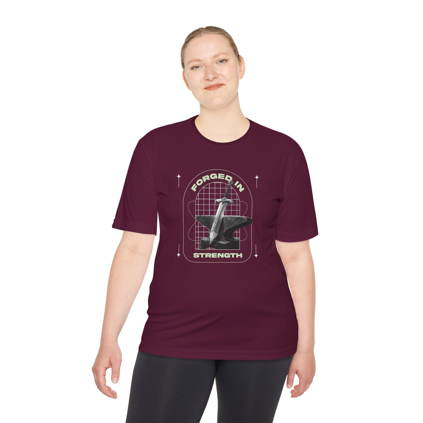 Forged In Strength" Unisex Moisture Wicking Tee - The Shield of Light