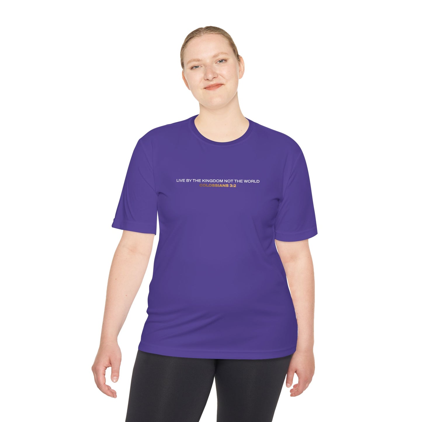 "Live By the Kingdom Not the World Colossians 3:2" Unisex Moisture Wicking Tee - The Shield of Light