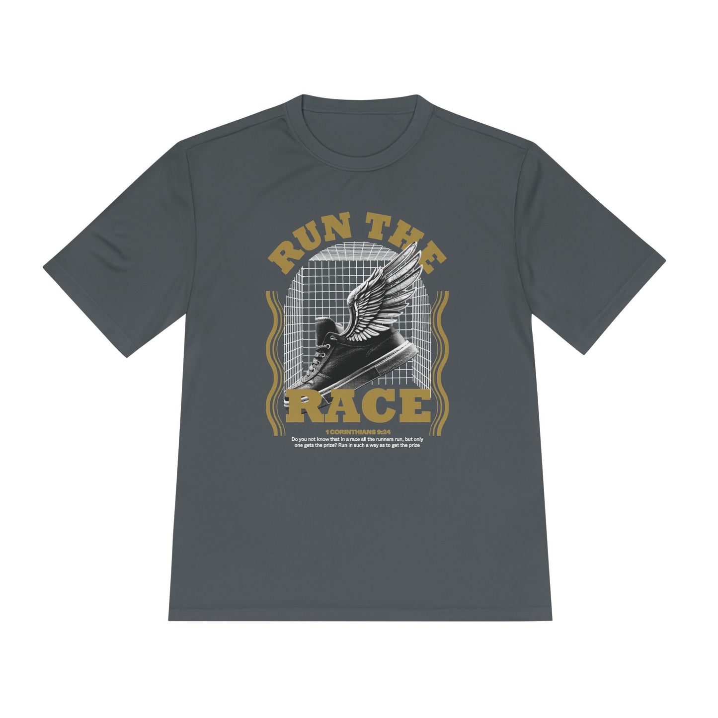 "Run The Race " Unisex Moisture Wicking Tee - The Shield of Light