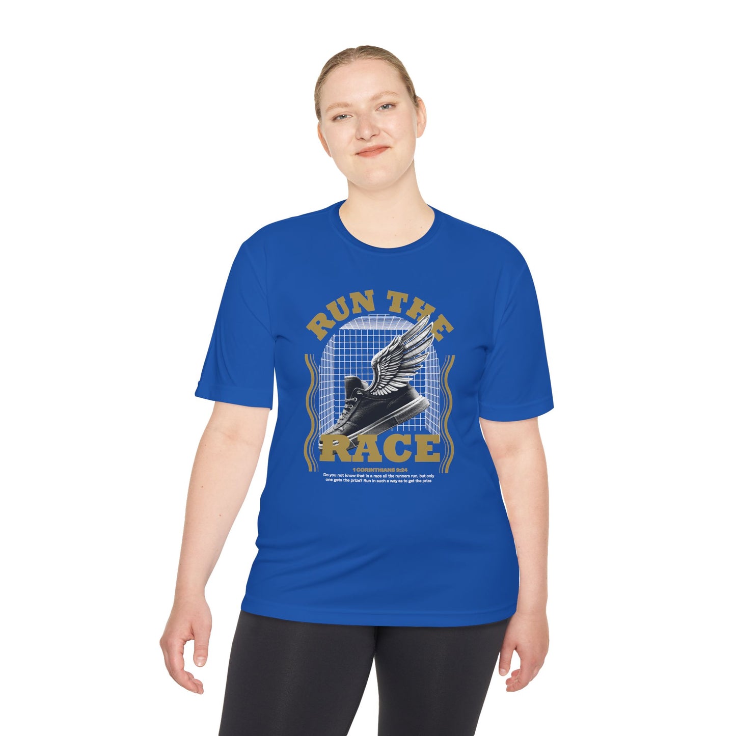 "Run The Race " Unisex Moisture Wicking Tee - The Shield of Light
