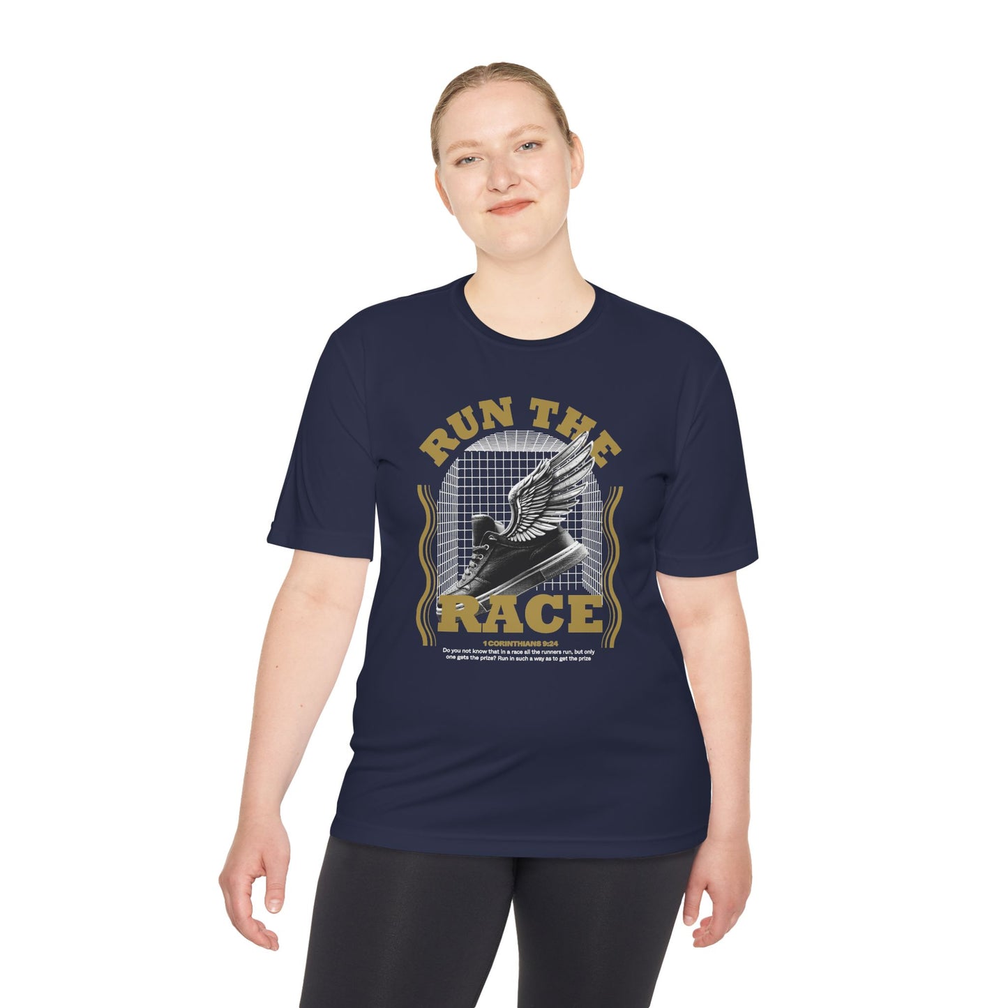 "Run The Race " Unisex Moisture Wicking Tee - The Shield of Light