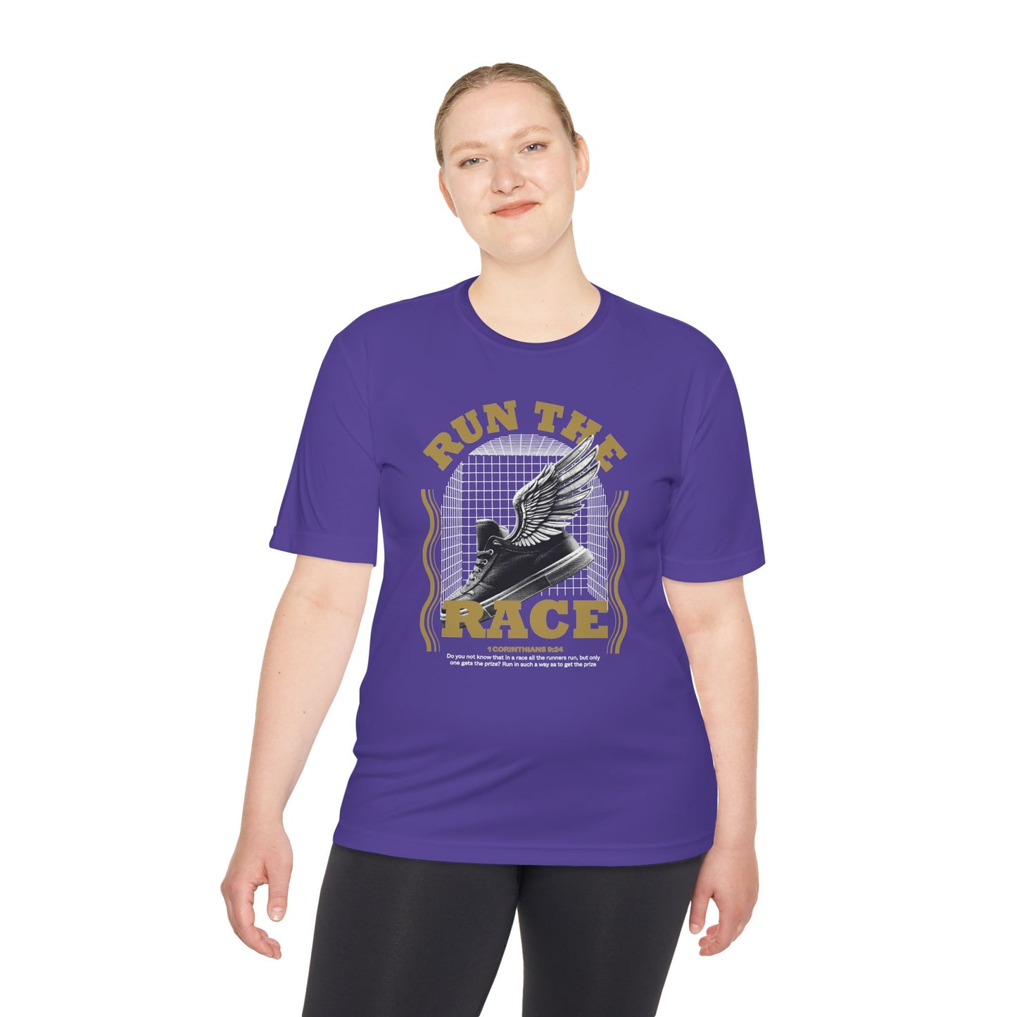 "Run The Race " Unisex Moisture Wicking Tee - The Shield of Light