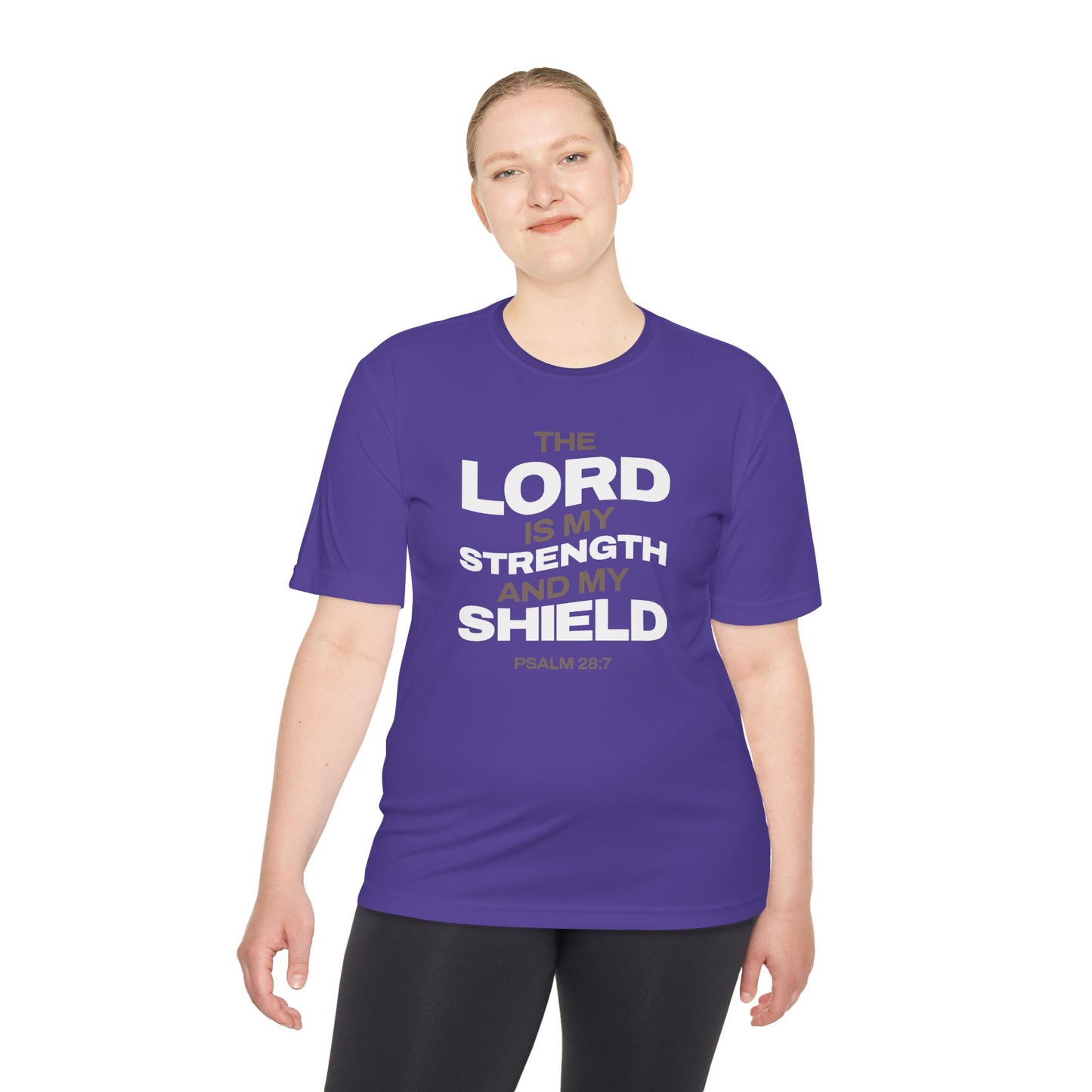 "The Lord Is My Strength and My Shield Psalm 28:7" Unisex Moisture Wicking Tee - The Shield of Light