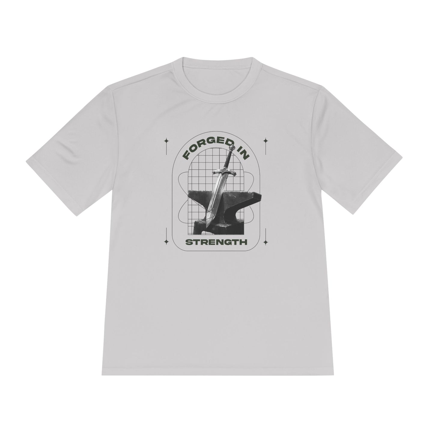 "Forged In Strength" Unisex Moisture Wicking Tee - The Shield of Light