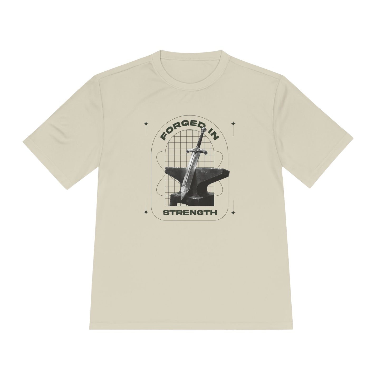 "Forged In Strength" Unisex Moisture Wicking Tee - The Shield of Light