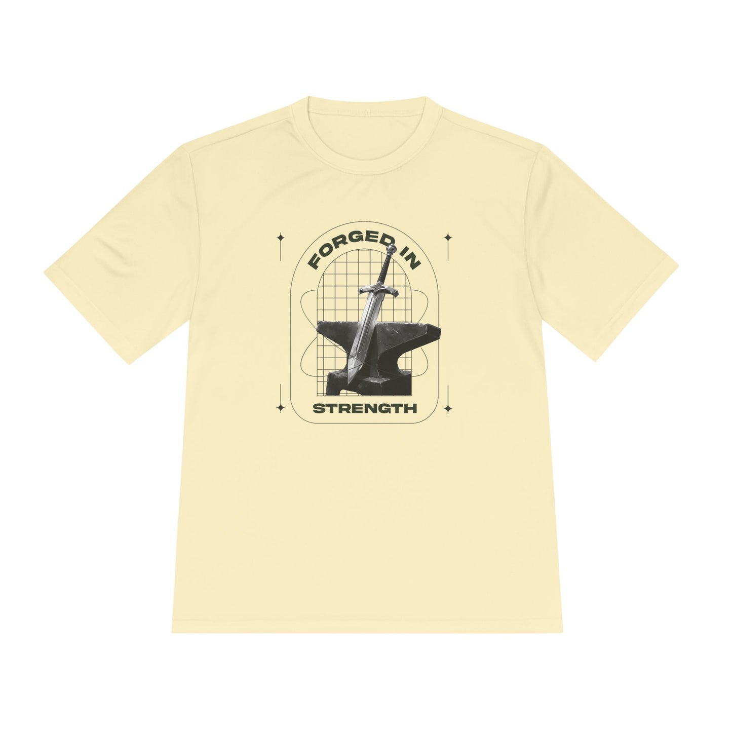 "Forged In Strength" Unisex Moisture Wicking Tee - The Shield of Light