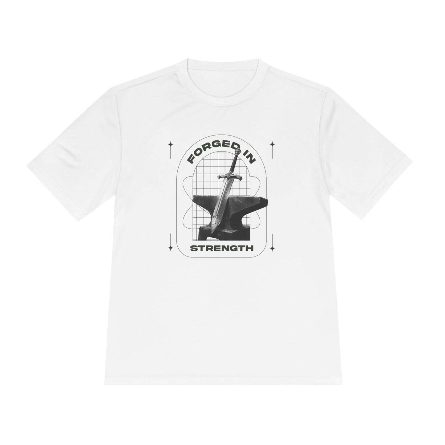 "Forged In Strength" Unisex Moisture Wicking Tee - The Shield of Light