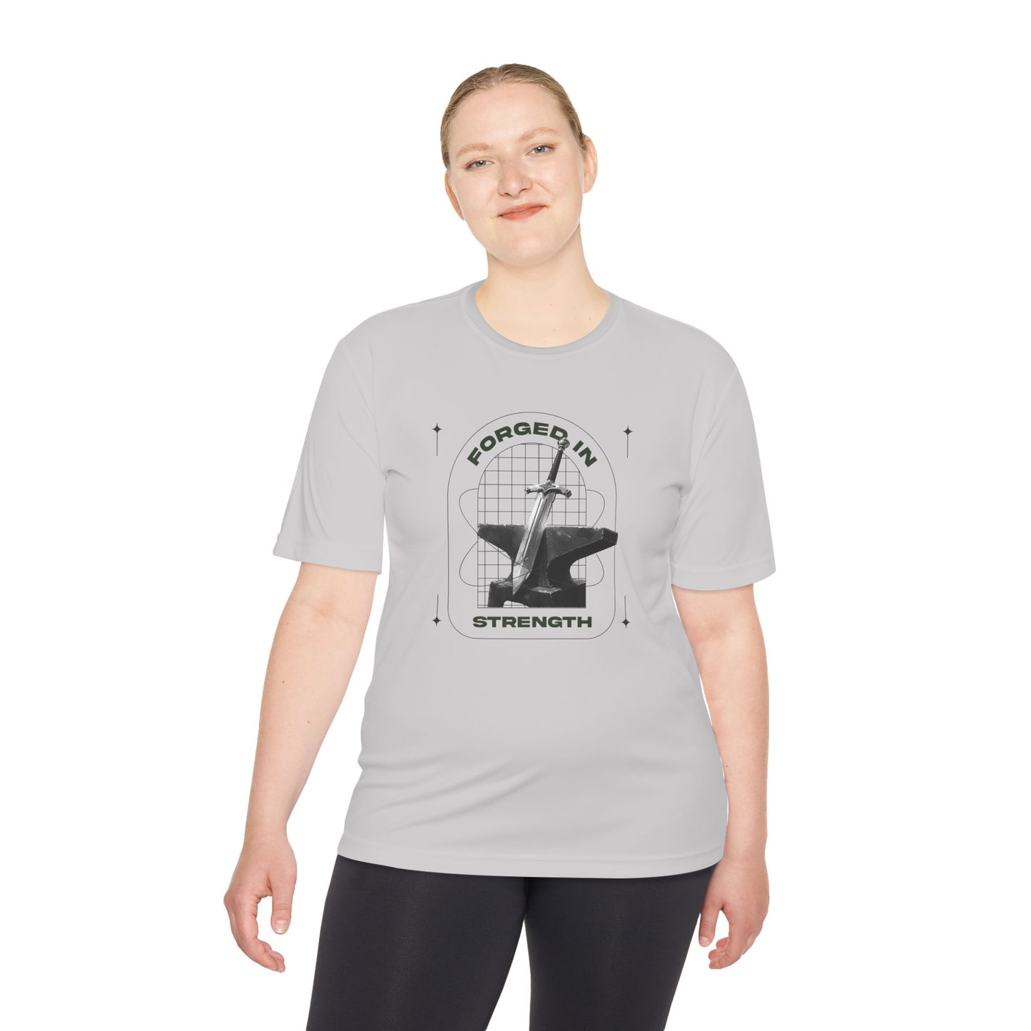 "Forged In Strength" Unisex Moisture Wicking Tee - The Shield of Light