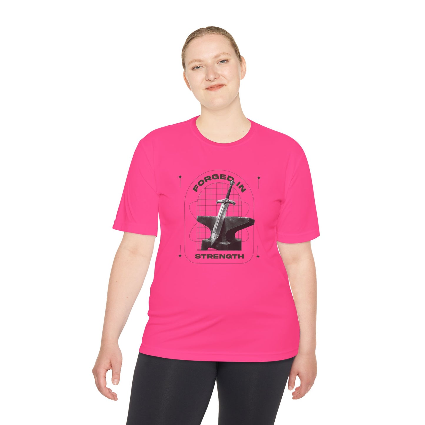 "Forged In Strength" Unisex Moisture Wicking Tee - The Shield of Light