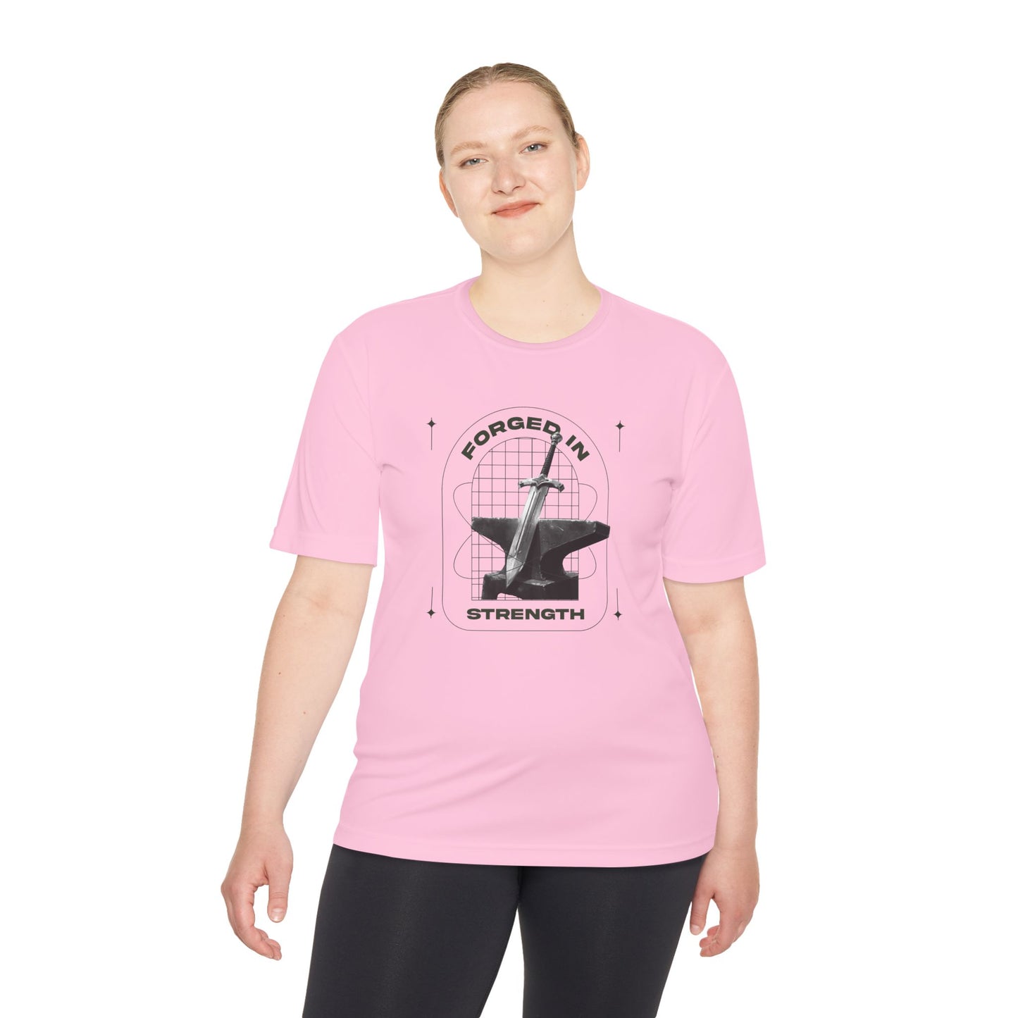 "Forged In Strength" Unisex Moisture Wicking Tee - The Shield of Light
