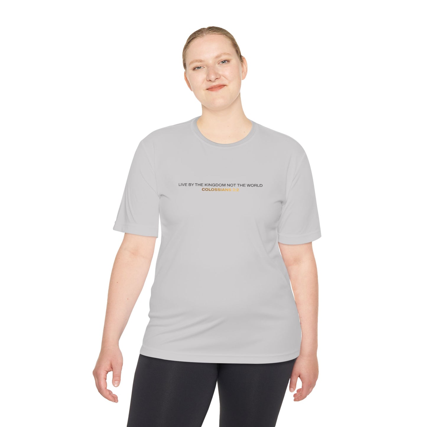 "Live By the Kingdom Not the World Colossians 3:2" Unisex Moisture Wicking Tee - The Shield of Light